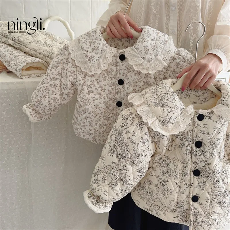 

Autumn and Winter New Children Toddler Baby Homewear Cotton Suit Baby Fleece-Lined Quilted Printed Pajamas Suit