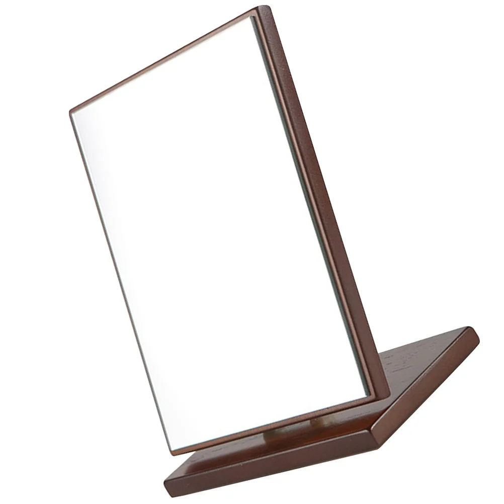 

Wooden Makeup Mirror with Glass Compact Design Lightweight Tabletop Vanity Mirror for Bedroom Desk Dressing Table