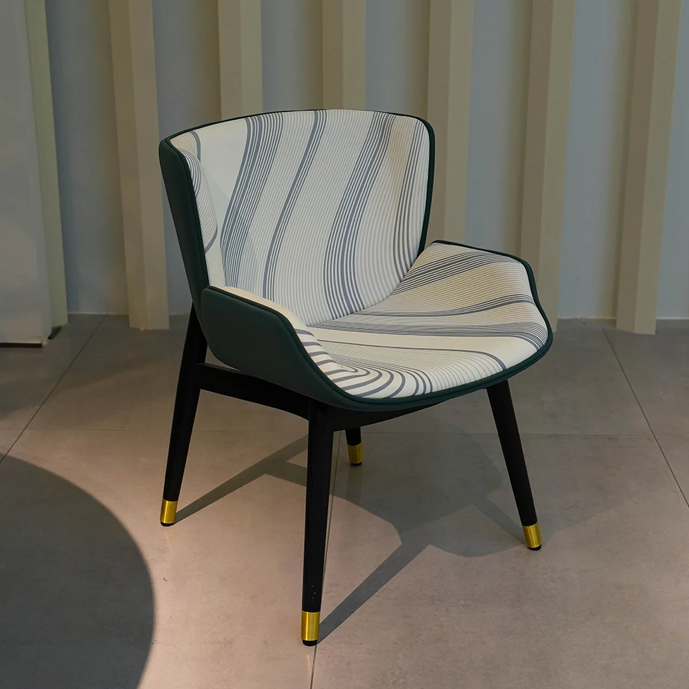 #Modern Luxury Dining Chairs Armchair Linen Upholstery Wood Frame Metal Design Ergonomic Durable
