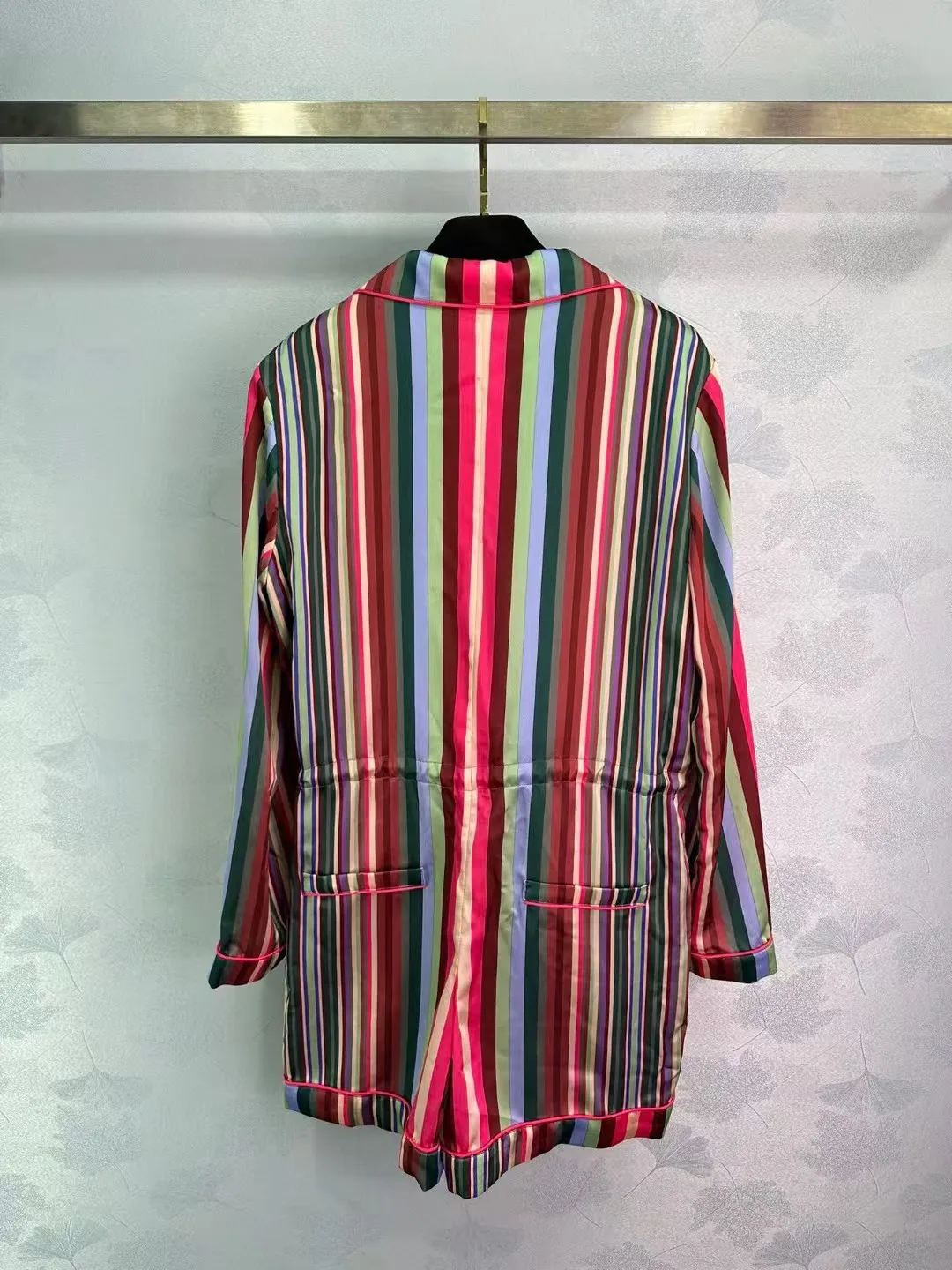 High end customized women's fashionable colorful striped color blocked shirt dress