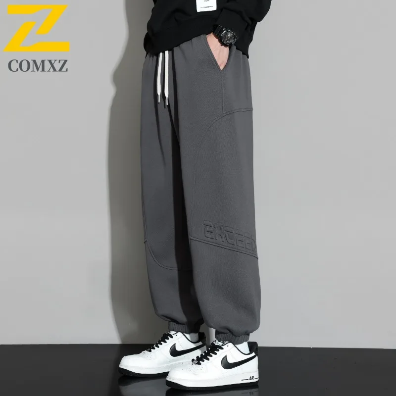 

COMXZ 2025 новые мужские осенние повседневные брюки большого размера, свободные брюки больших размеров, удобные спортивные уличные брюки