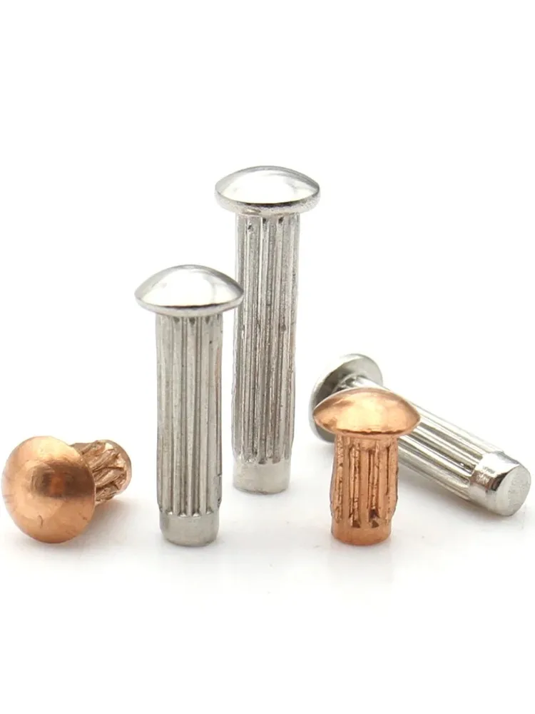 10-200 pièces M2 M2.5 M3 M4 M5 Rivets moletés pour plaques signalétiques en aluminium et cuivre, à tête semi-ronde et motif oblique