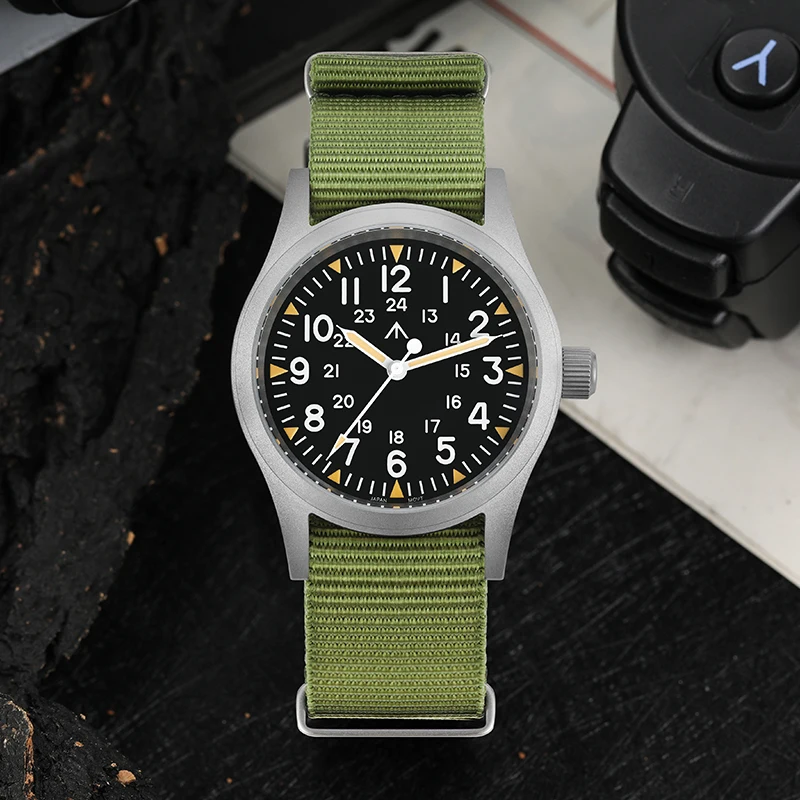 Militado ML05 Vintage Watch VH31 Quartz Movement Military Field Watches Sapphire Crystal With High Clear AR Coating WristwatchW