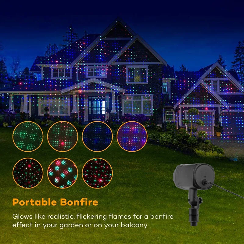 20 أنماط أضواء إسقاط الفناء RGB أضواء عيد الميلاد مصباح داخلي مع جهاز التحكم عن بعد لديكور المناظر الطبيعية لحديقة الحفلات