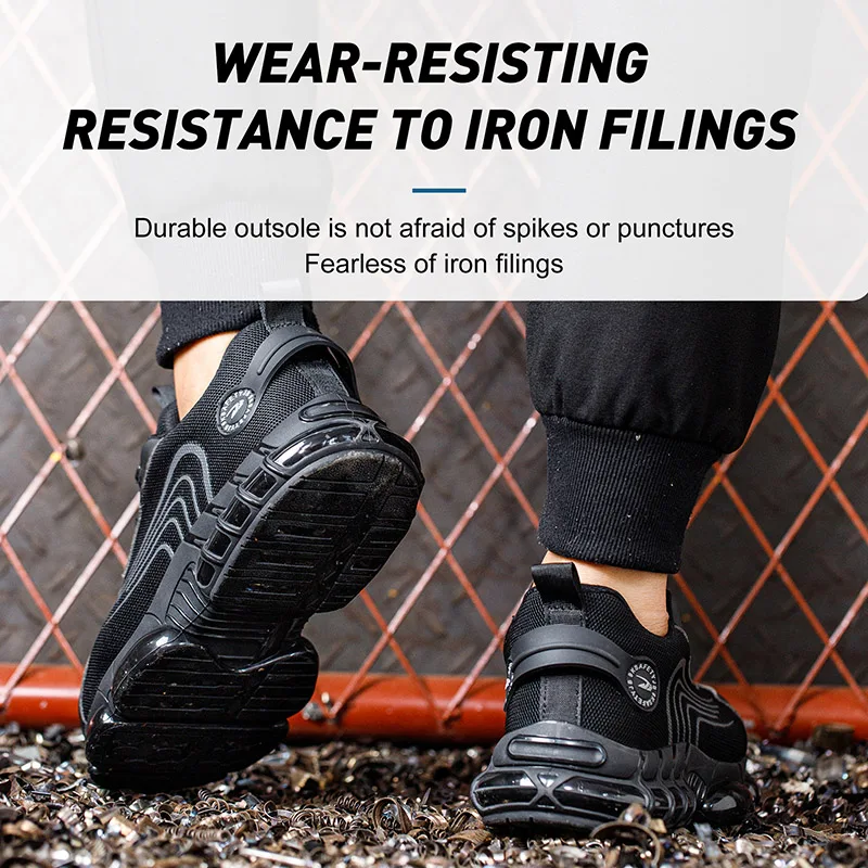 Summer Work Safety Protection Shoes Air Cushion Breathable Safety Shoes Anti-stabbing -smash Lightweight Sports Shoes For Men