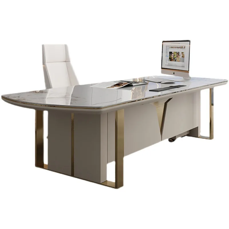 

Slate, large desk, light luxury, modern, simple, beige, high-end