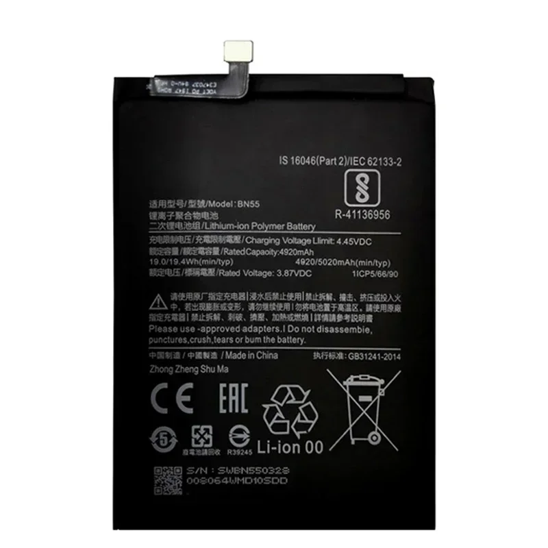 Batería de repuesto 100% Original para Xiaomi Redmi Note 9S Note9S BN55, batería de teléfono Original, herramientas libres, 5020mAh