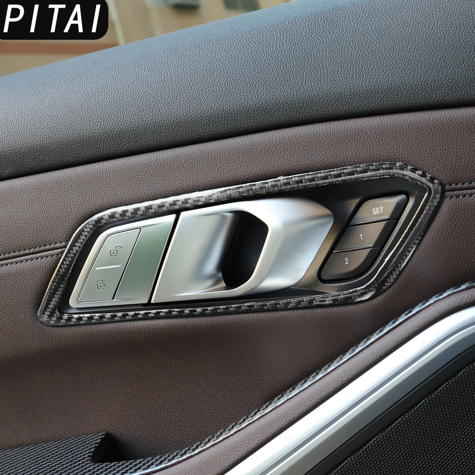 For BMW 3 Series G20 G28 2019-2021 Carbon Fiber Door Handle Panel Trim Strips Car Interior Decor Accessories Decoration Sticker
