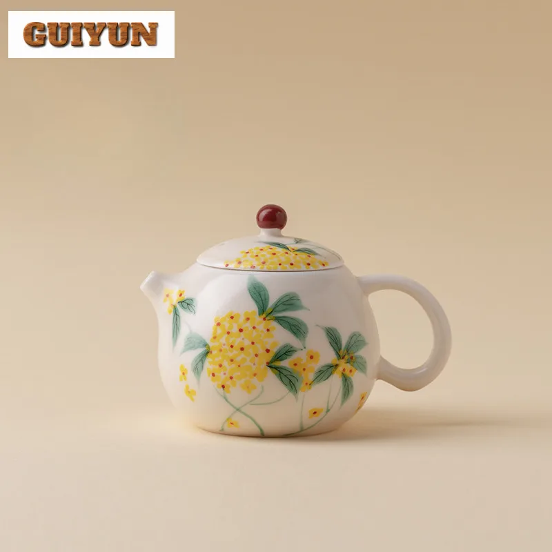 

120ml Hand-painted Osmanthus Xishi Teapot Japanese Tea Infuser Pot Tea Making Kettle With Ball Hole Tea Services Decoration Gift