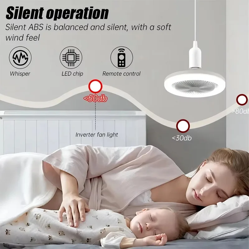 30w Fernbedienung Decken ventilator Lampe unendlich dimmbar e27 Basis geräusch stumm 3-Gang Wind geschwindigkeit seins tellung LED-Licht 85-265V