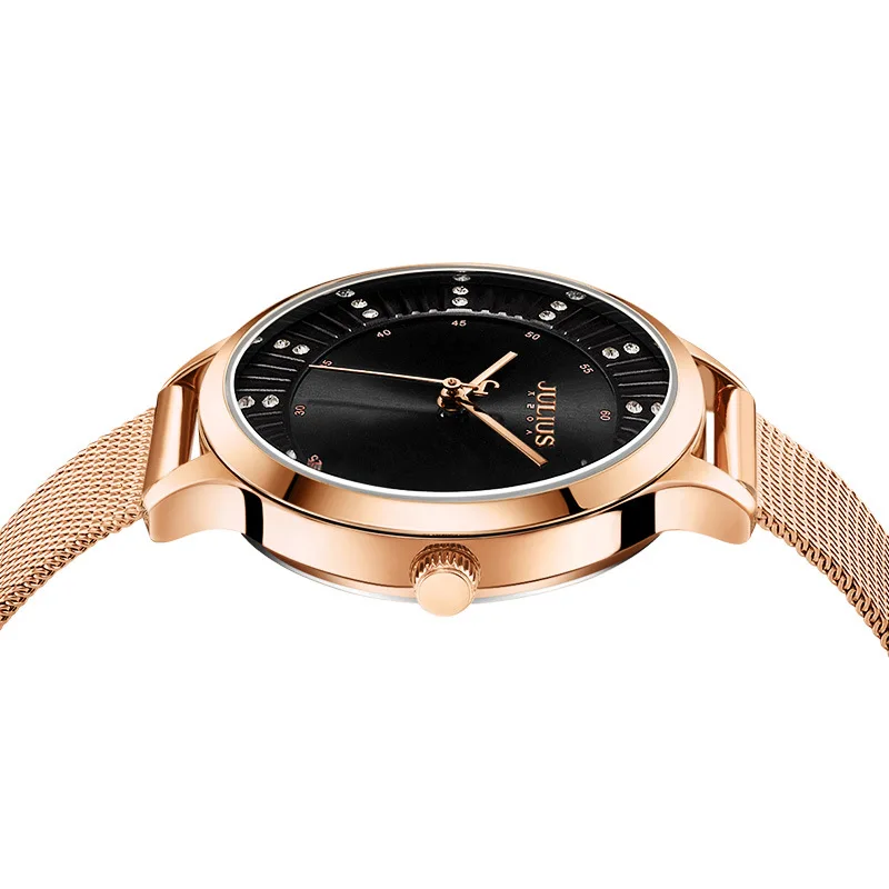 New Julius Simple Thin Lady Women\'s Watch Japan Quartz Elegant Fashion Hours Stainless Bracelet Chain Girl\'s Birthday Gift Box