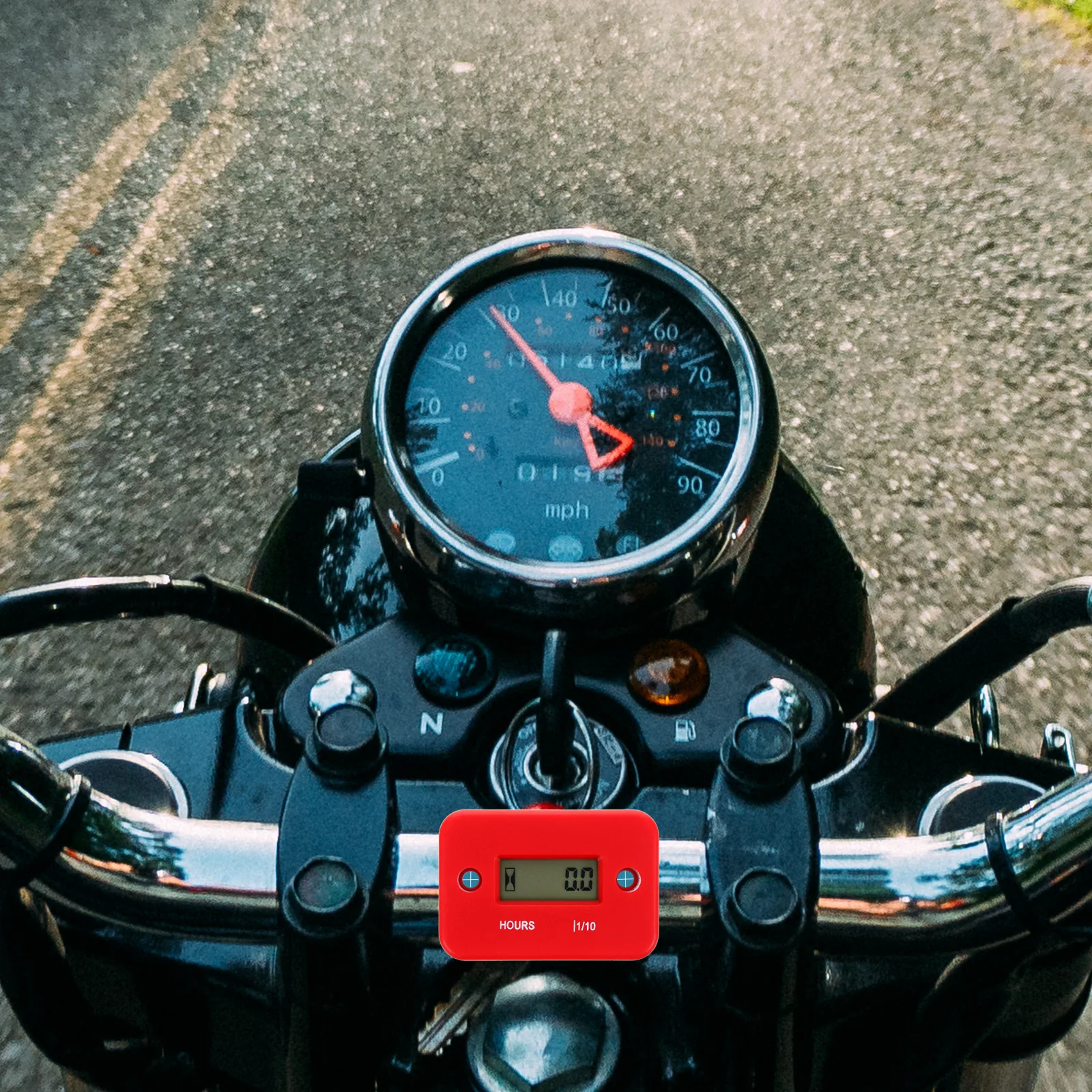 

Electronic Digital Timer Motorcycle Tachometer Red Color Hour Meter for Small Engines Display Waterproof Durability Compact