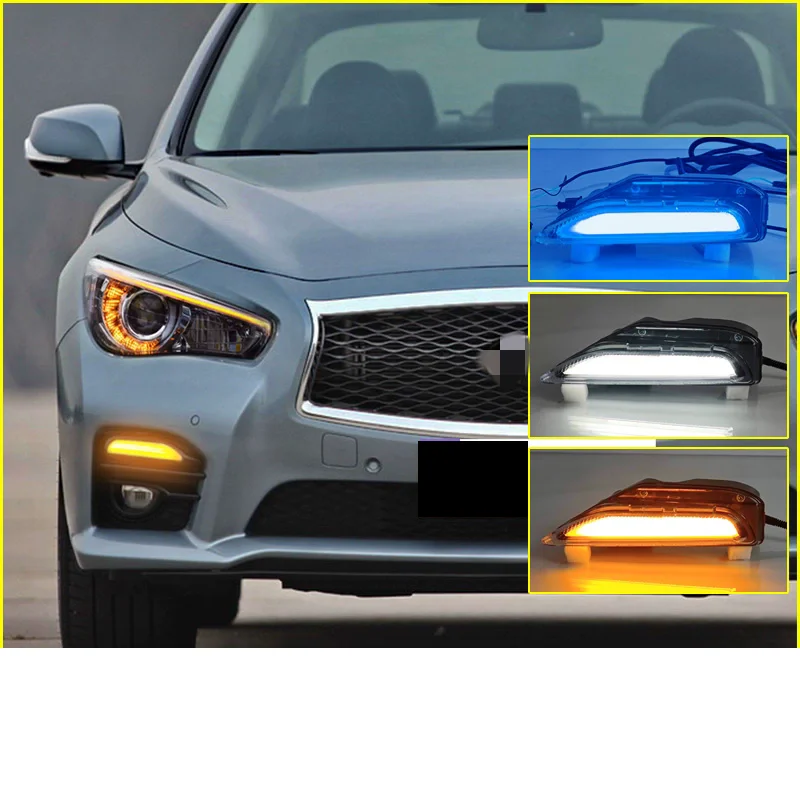 LED Daytime Running Light for Infiniti Q50 14-20 modified Fog light frame Stream Turn signal DRL Car Accessories