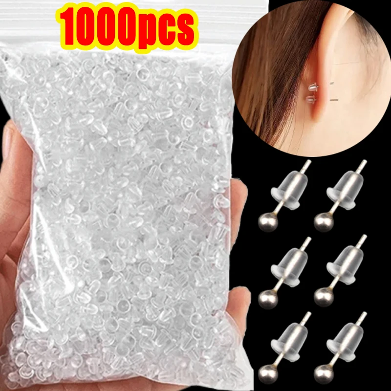 

500-1000pcs Soft Silicone Rubber Earring Back Stoppers for Stud Earrings DIY Earring Findings Accessories Bullet Ear Plugs