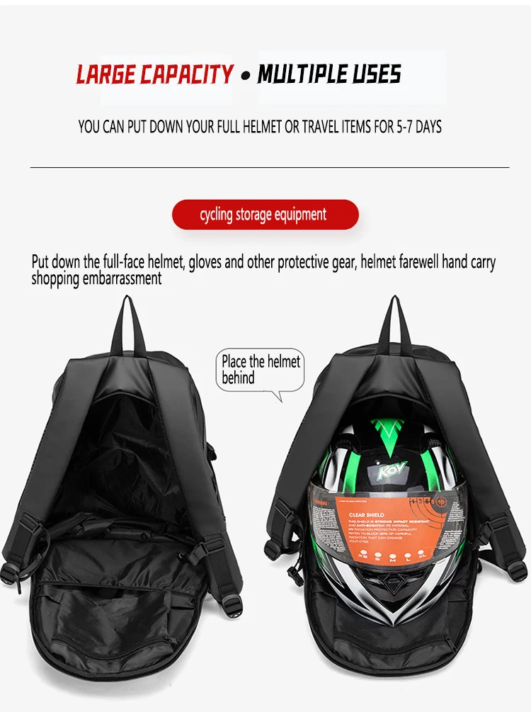 MJMOTO Classic Big Capacity Multifunctional Motorcycle Backpack  Waterproof Motocross Bag Reflective Motorbike Bag Breathable