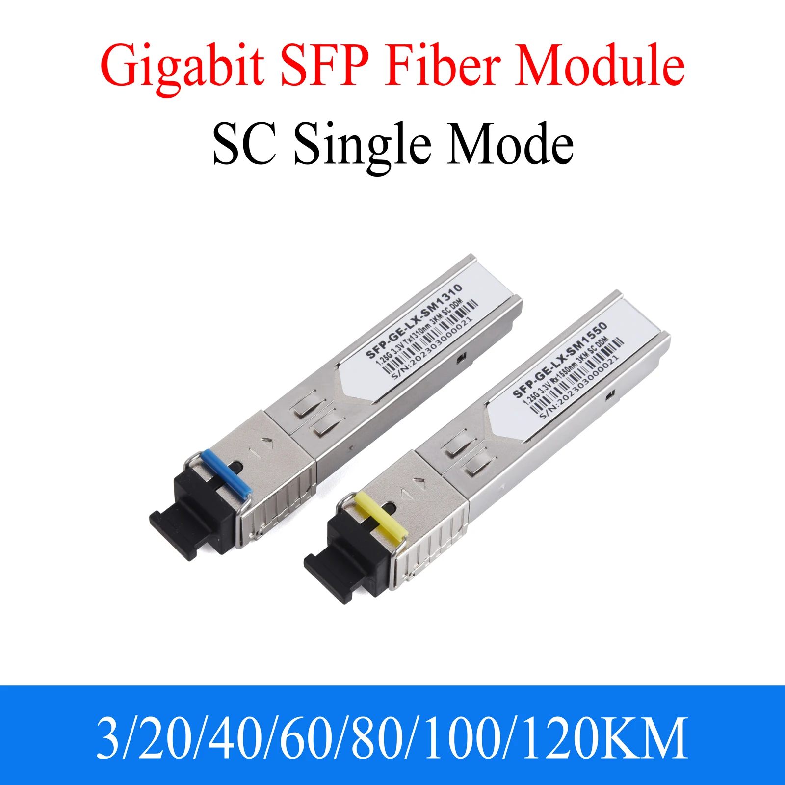 

1 пара гигабитных волоконных модулей SFP 1000M SC 1,25G нм/нм, одномодовый волоконный модуль A + B подходит для коммутатора Cisco Mikrotik Ethernet