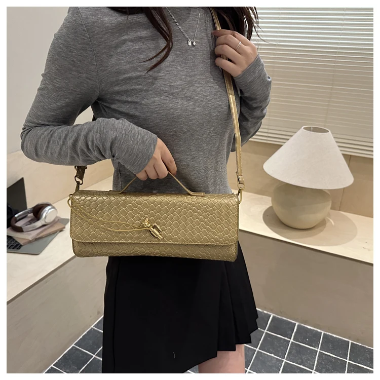 Bolso de Hombro Elegante con Textura Tejida, Estilo , Bolso de Mano para Cena, Bolso Cruzado para Mujer, Estilo Casua...