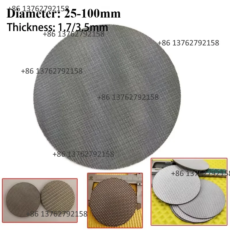 1PCS 316L Stainless Steel Multi-Layer Sintered Mesh Filter Flake Round Precision Gas Filter Screen 25-100mm 50/100μm Replacement