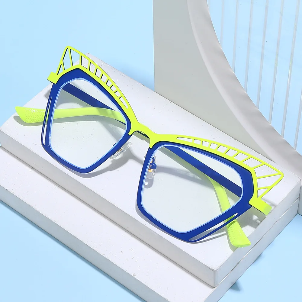 2025 Personality Cat Eye Glasses Frame For Women Younger Color Designer Anti Blue Light Lens Fashon Eyeglasses for Casual