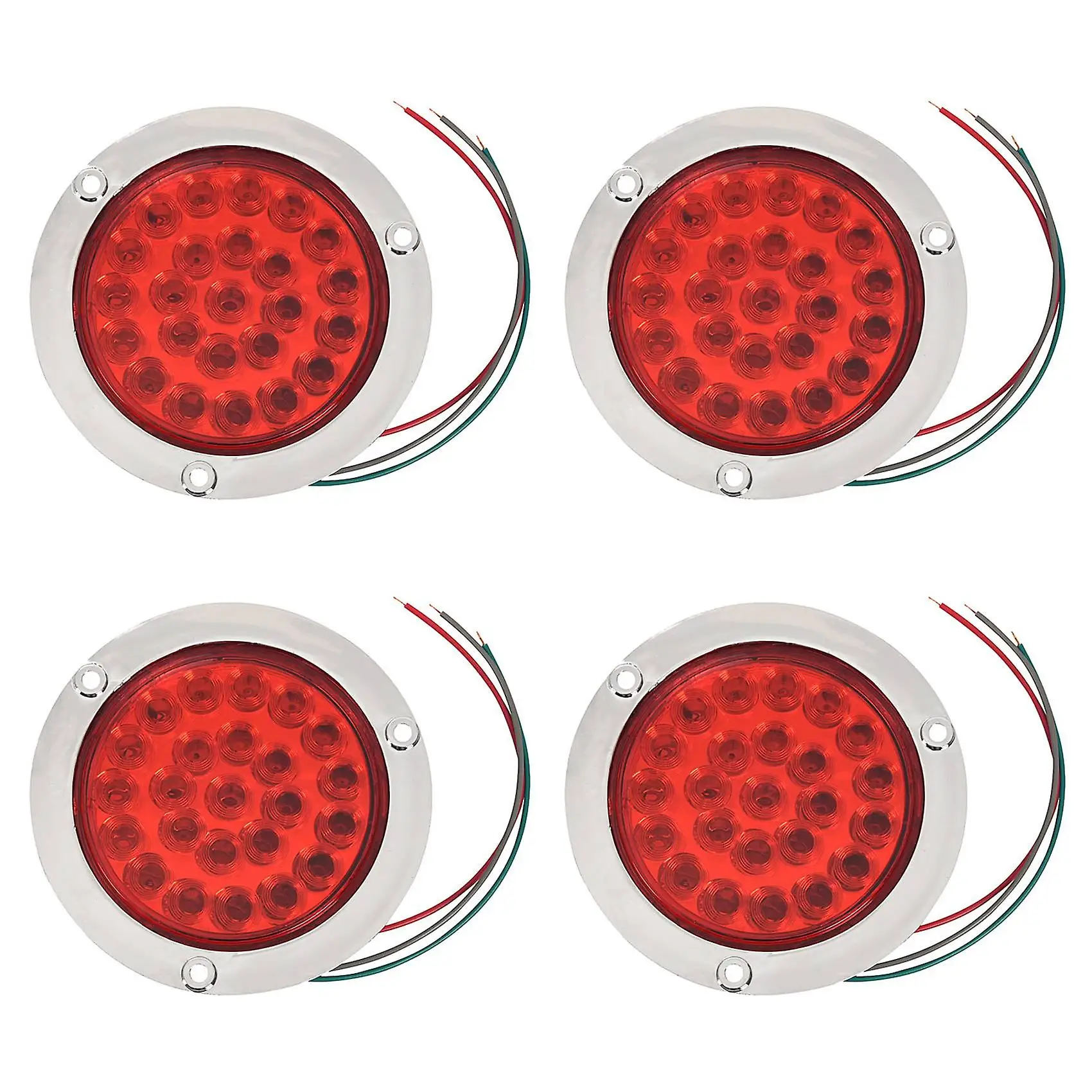 4 Pack Round Led Trailer Tail Lights Red 24 Led 4 Inch Brake Lights