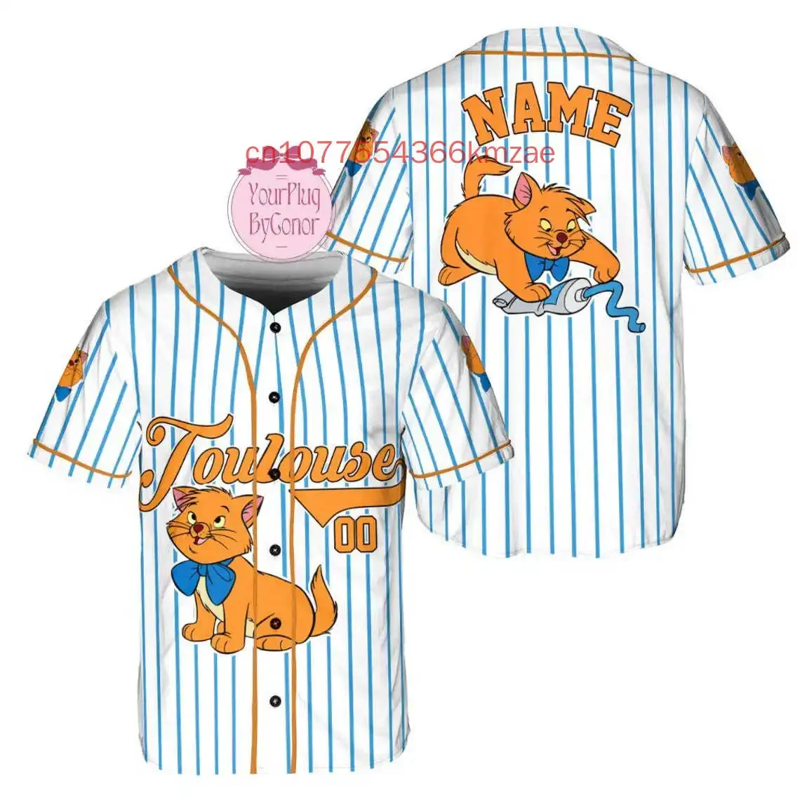 

Бейсбольная майка Disney The Aristocats, мужская и женская и детская модная уличная бейсбольная рубашка с короткими рукавами на заказ
