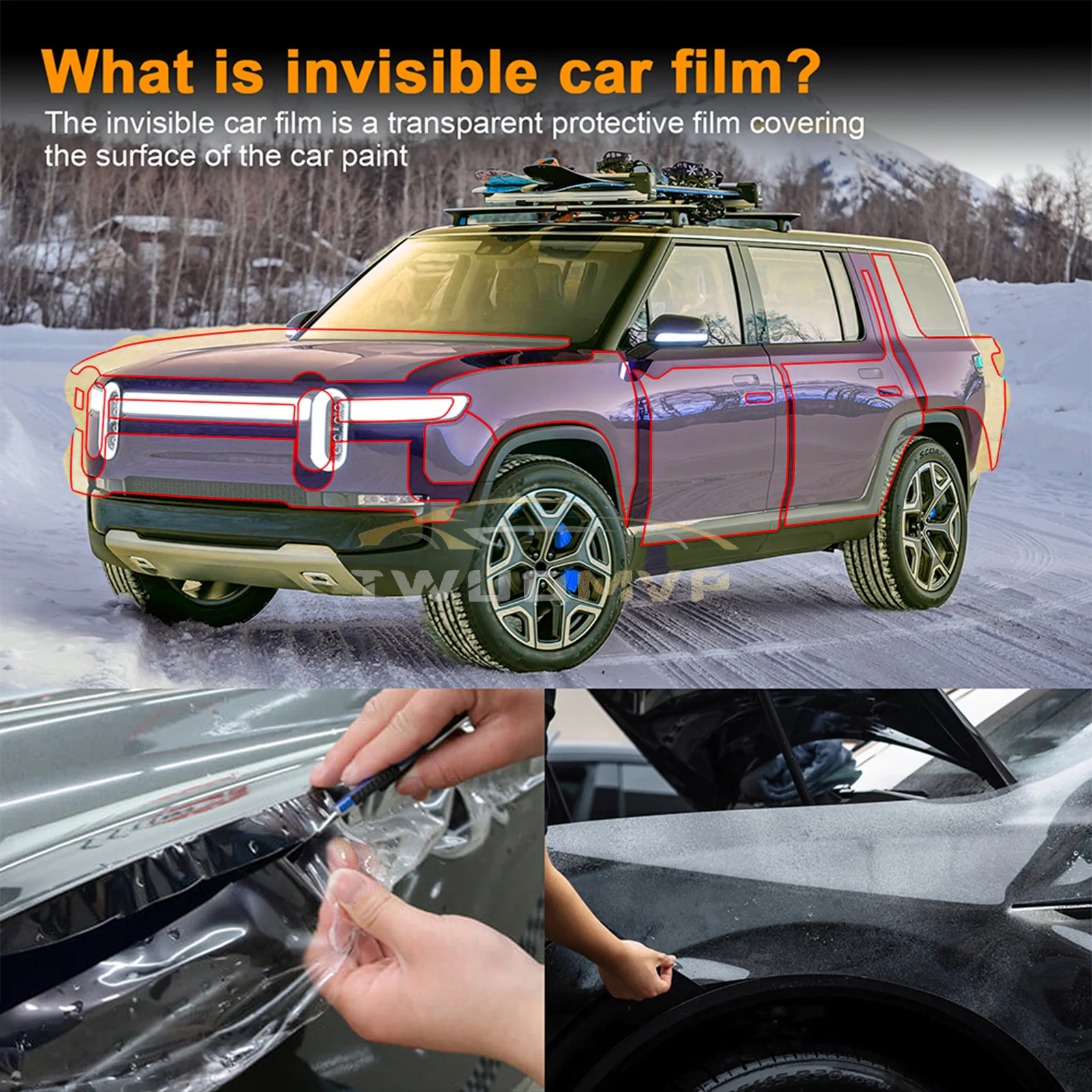 Pre-Cut Paint Protection Film Car Clear Kit PPF TPU Transparent Body Sticker Styling For Rivian R1S 2021 2022 2023 2024 2025