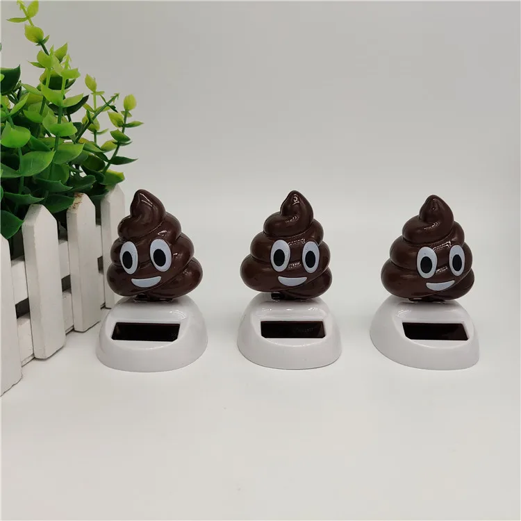 HOT SALE New Cartoon Funny Poo Swinging Dolls Solar Car Decorations Creative Fun Poo Swinging Desktop Ornaments Solar Toys