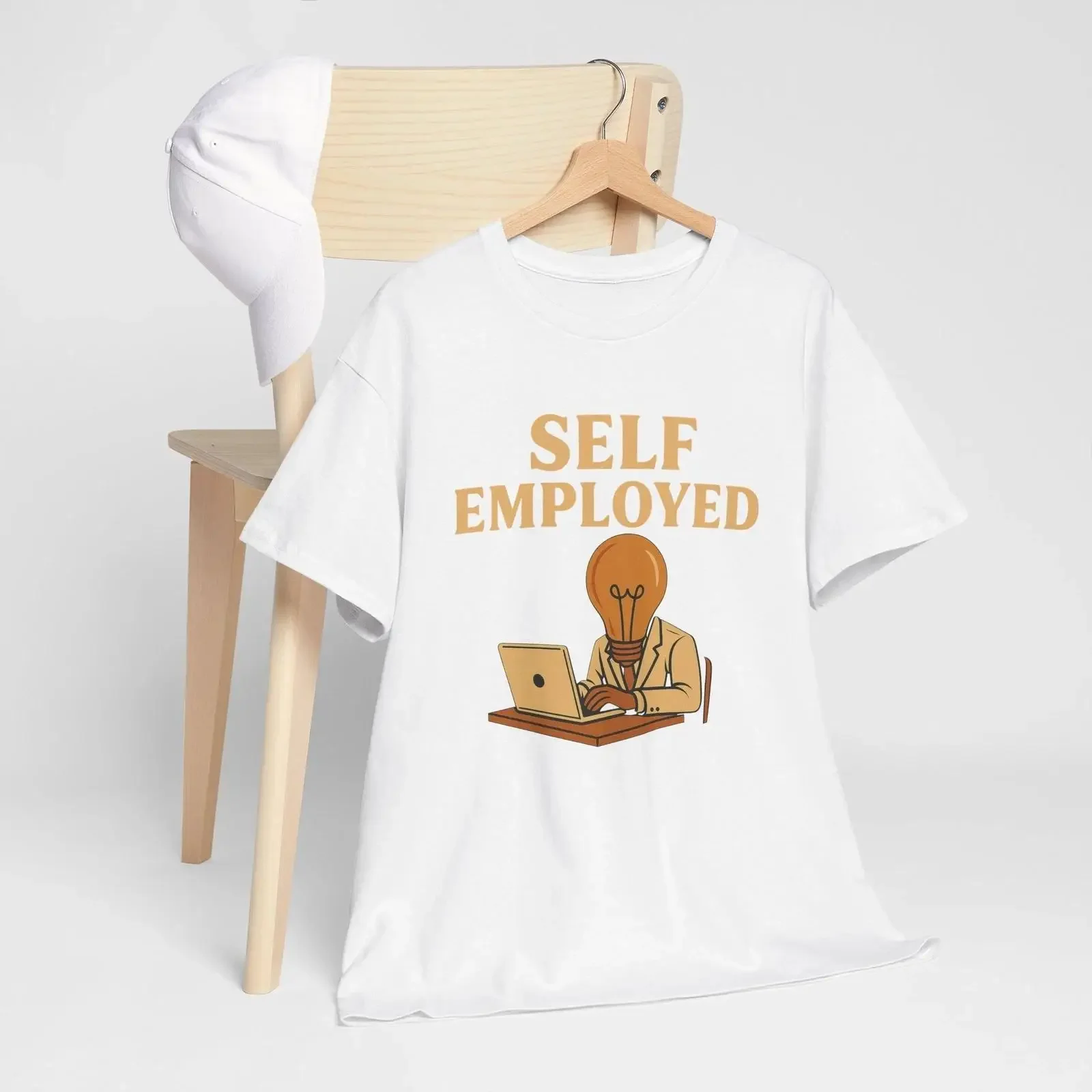 Self Employed Heavy Cotton T Shirt Motivational Entrepreneur Apparel vintage Washed homme streetwear Versatile fashion Unisex