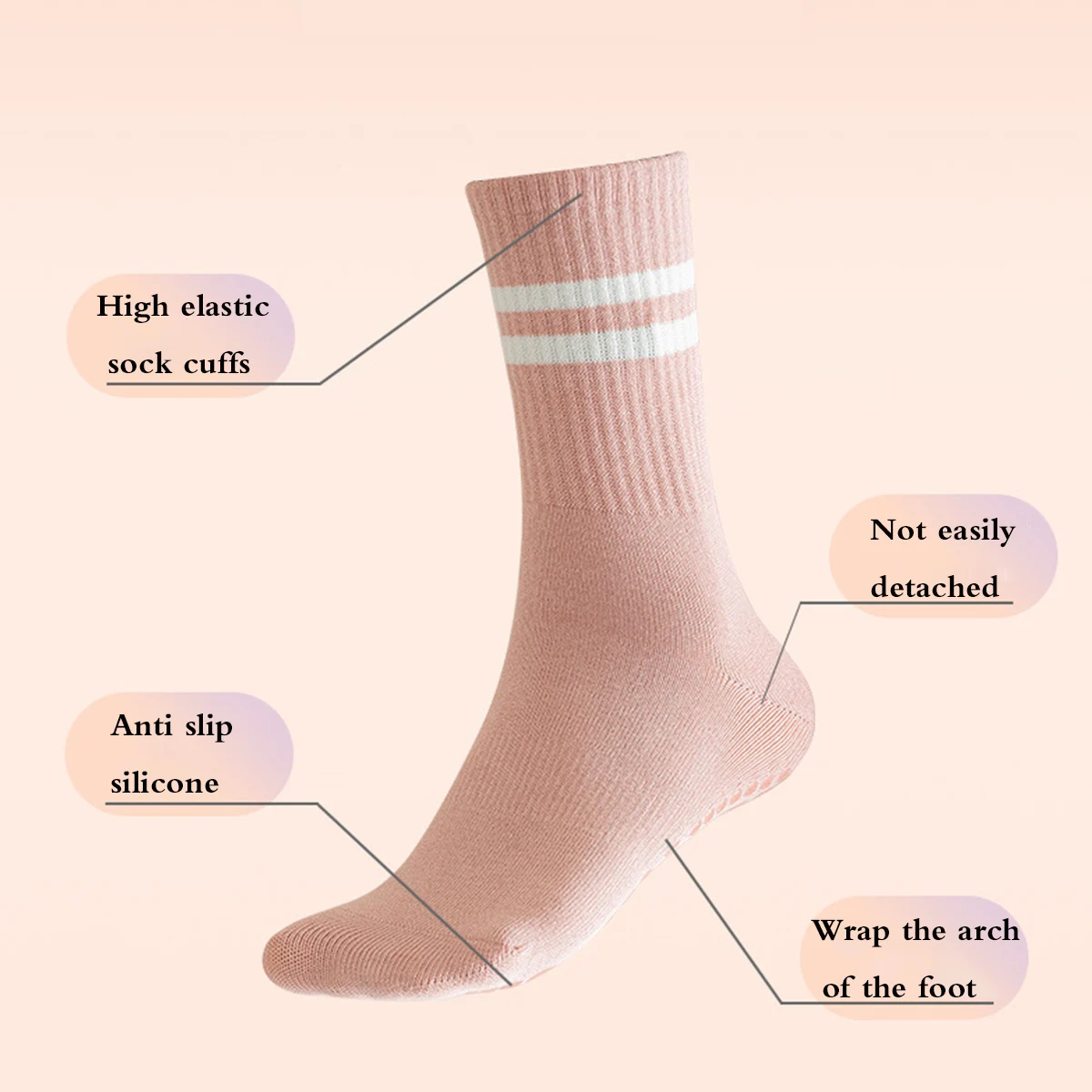 Pilates Socks with Grips for Women Yoga Socks Barre Socks Non Slip Socks of 1pairs