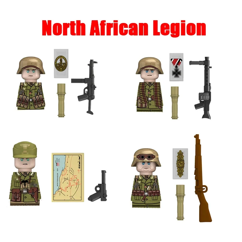 

100 шт./MOC, современный солдат Afrika Korps, модель блоков, детский набор, подарки, игрушки для детей