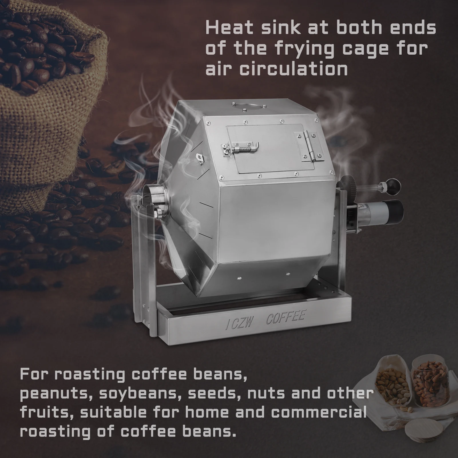 Electric Coffee Beans Roasting Baking Machine Fuel Gas Direct Fire Nuts Grain Soybean Beans Roaster 14.5L  220V/110V