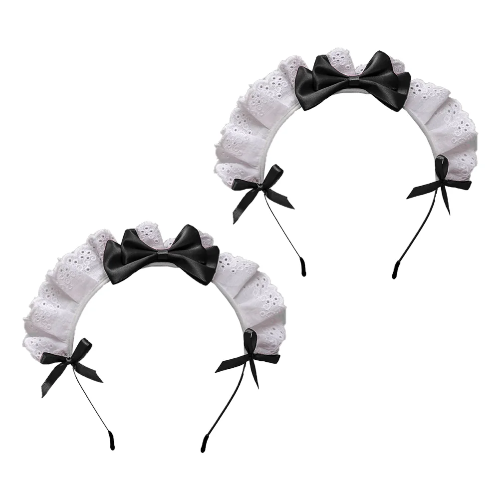 

2 Pcs Headband Girls Party Headdress Lady Decor Cosplay Hairhoops Headbands The Flowers Lolita Headwear Cloth Headpiece