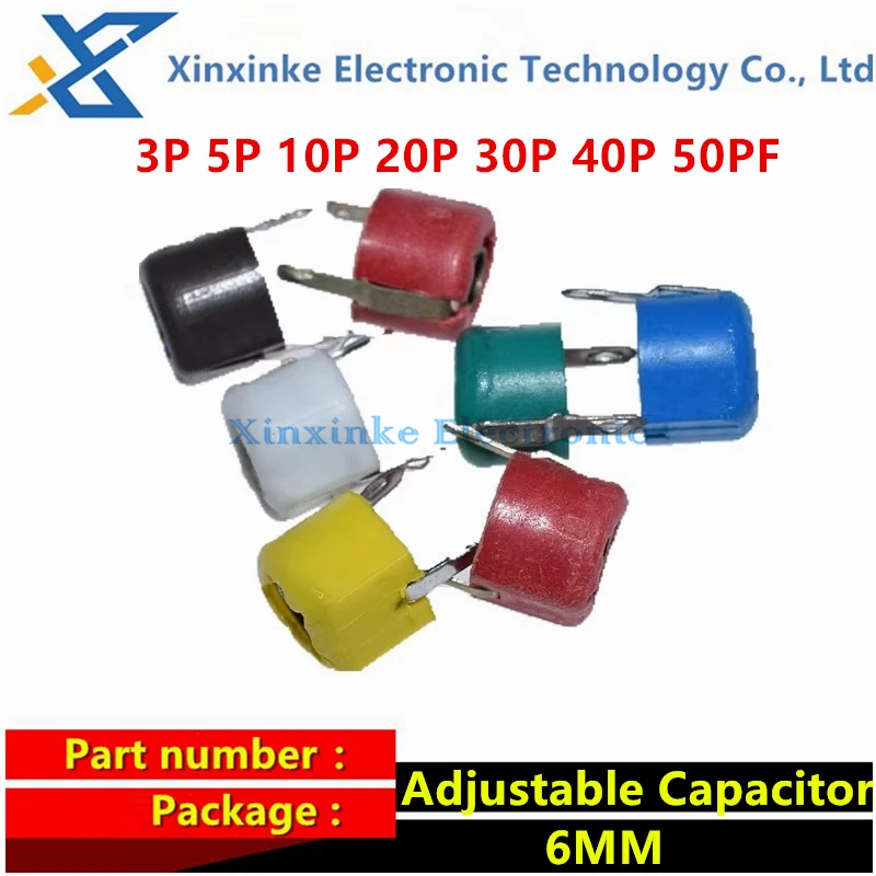 

10PCS 6MM Adjustable Capacitor Variable Capacitance Trimmer Capacitor Plastic Seal 3P 5P 10P 20P 30P 40P 50PF