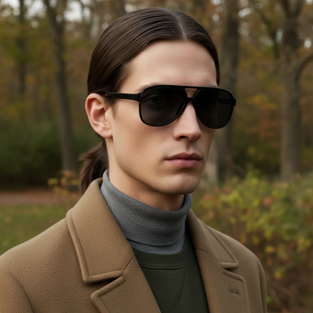 نظارات شمسية كلاسيكية كبيرة الحجم للجنسين، نظارات قيادة عصرية على طراز الشارع، جسر مزدوج مستوحى من مسدس علوي #2