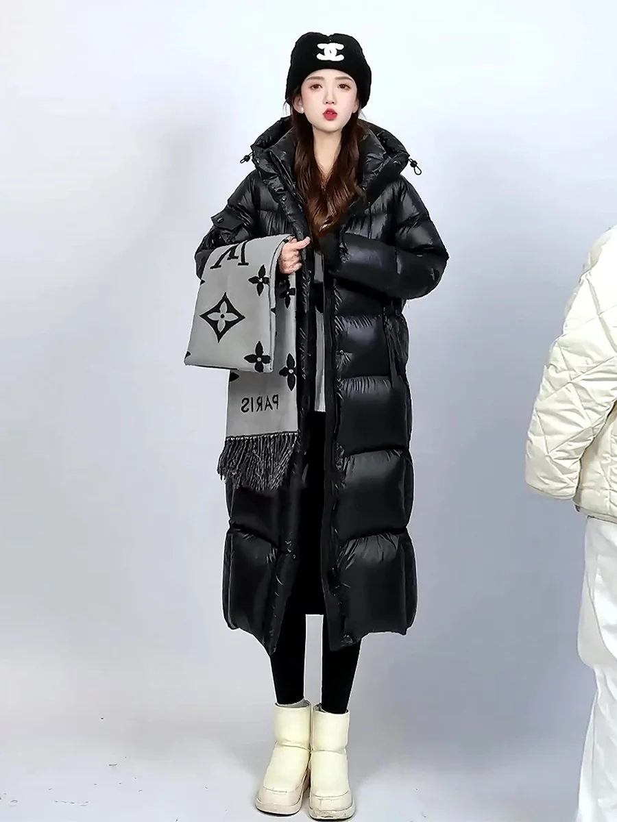 

Ультратеплая длинная белая женская зимняя куртка-пуховик с капюшоном для ежедневных поездок, устойчивая к экстремальным холодам, модная