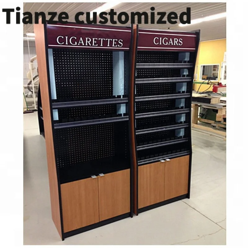 

Customized-Wooden Metal Display Rack Retail Racks Smoke Shop Fixture Display