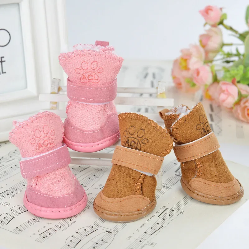 Pet Dog Shoes Thick Warm Rain Snow Carton Boots Prewalkers Walking Puppy Sneakers Dog Accessories