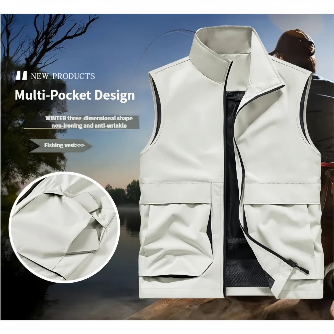2026 Summer Men Outdoor Waterproof Quick Drying Cargo 6XL Vests Male Thin Mesh Breathable Waistcoats Climbing Sleeveless Jackets
