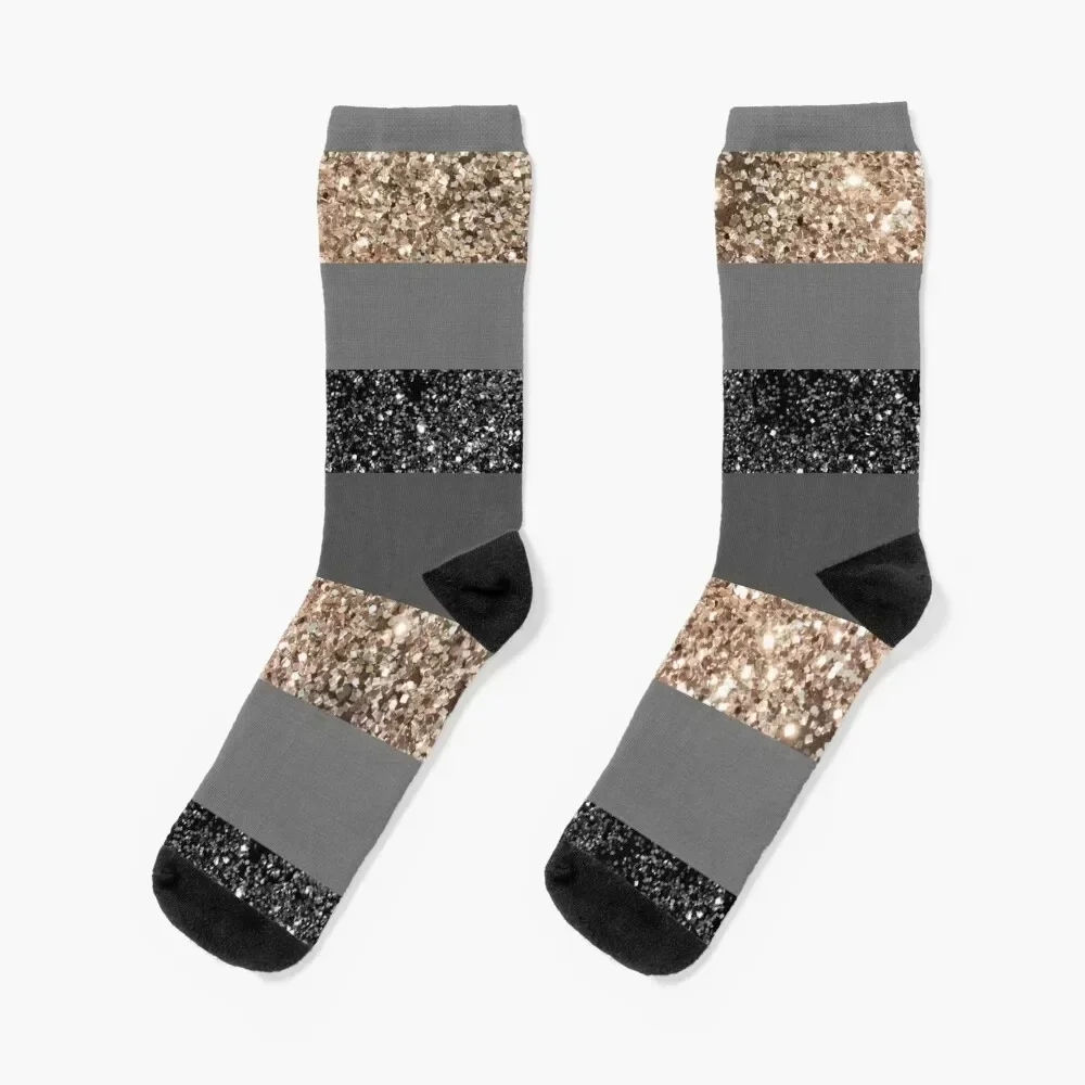 

Gold Glitter Glam Stripes #2 (Faux Glitter) #shiny #decor #art Socks Men's Running FASHION snow Designer Man Socks Women's