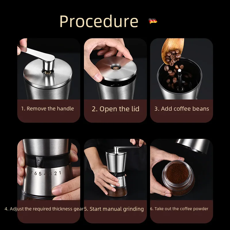 -Border Household Small Coffee Hand-Crank Coffee Powder Portable Stainless Steel Hand Coffee