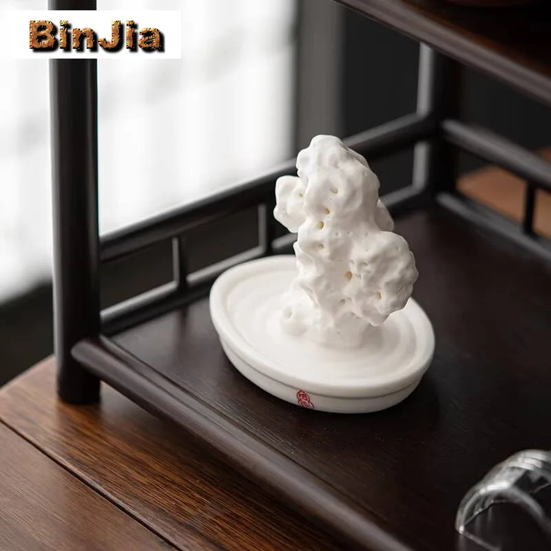 Creative Taihu Lake Stone Ceramic Desktop Ornaments Zen Handicrafts Landscaping Figurine Chinese Tearoom Accessories Decoration