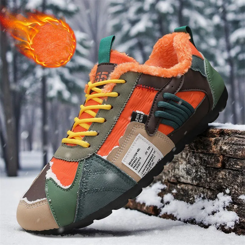 

Men's Snow Shoes Winter Cotton Warm Plush Casual Flat Sports Outdoor Hiking Trendy Fashion Street Comfortable Low-up Doug New