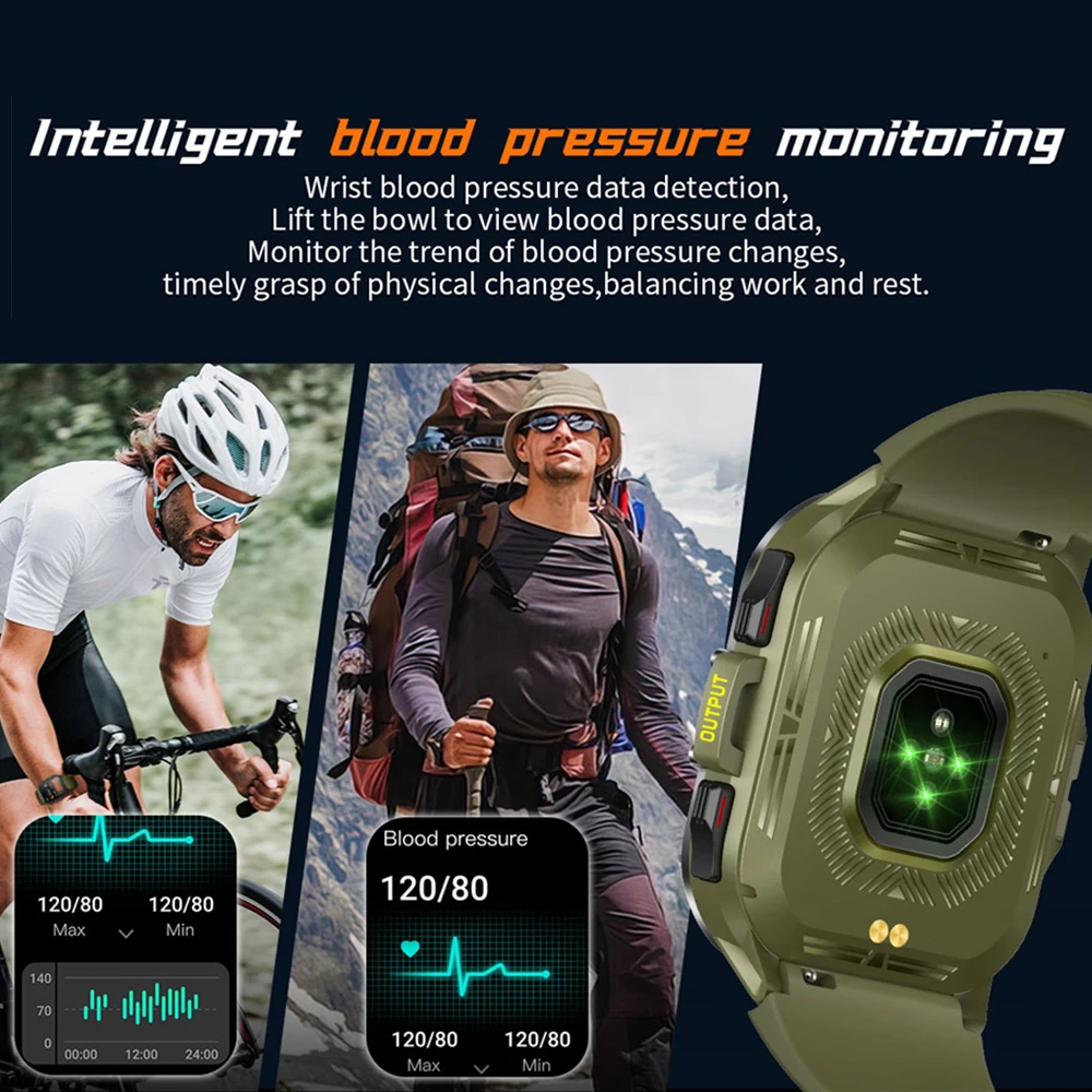 ساعة ذكية مقاومة للماء للاتصال بالبلوتوث للرجال ، شاشة ، مساعد صوت SOS ، معدل ضربات القلب ، جهاز مراقبة الصحة ، اللياقة البدنية ، الرياضة ، في الهواء الطلق