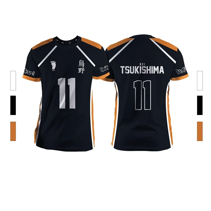 Balck Summer New Men's Sports Fashion Casual Comfortable Breathable Volleyball Anime Unisex Short Sleeve Round Neck T-Shirt Tops