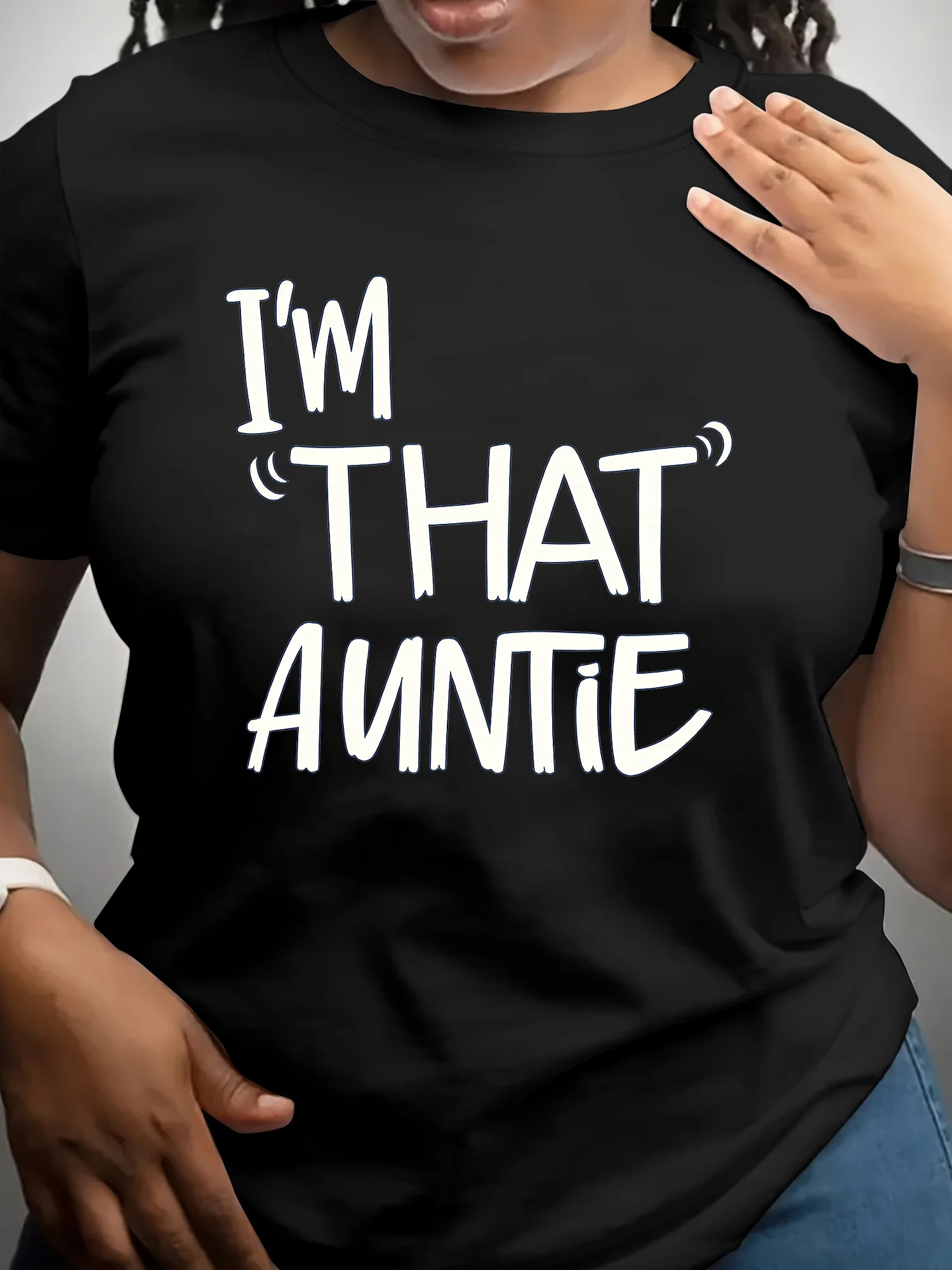 Fashionable Women's T-shirt, I'm That Auntie Fun Versatile Auntie T-shirt Women's Summer Classic Soft Round Neck T-shirt