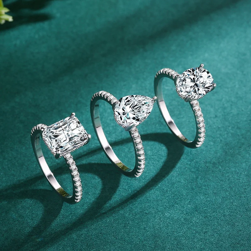 

Ювелирные изделия из стерлингового серебра 925 пробы с цирконом, обручальные кольца с муассанитом в форме груши для девочек