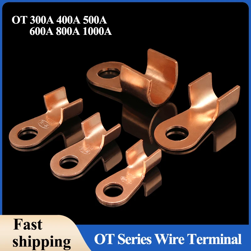 

OT Type 300A 400A 500A 600A 800A 1000A OT Series Wire Terminal Red Copper Bare Nose Lugs Crimp Open Mouth Cable Connector Splice