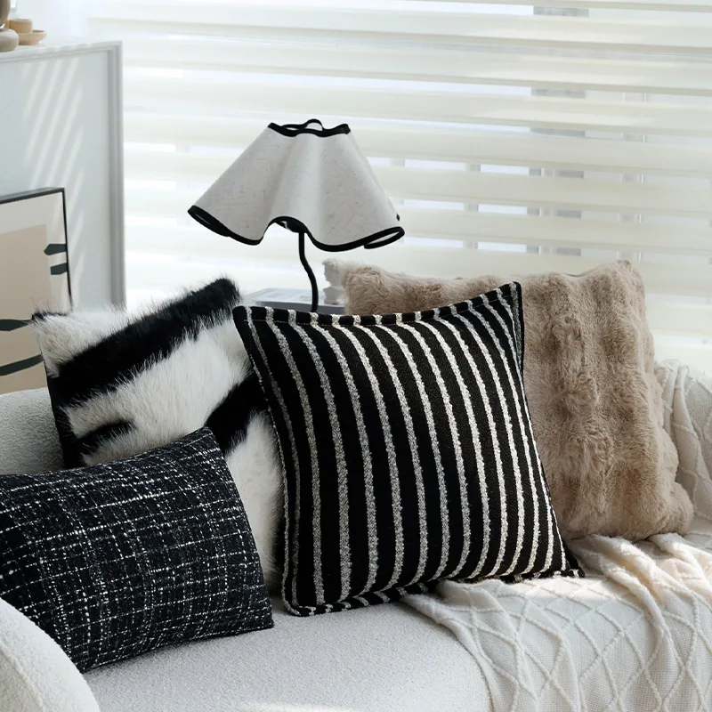 30X50/45X45CM Black White Throw Pillow Cover Modern Simple Stamping Waist Cushion Cover Decor Home Decorative Pillowcase