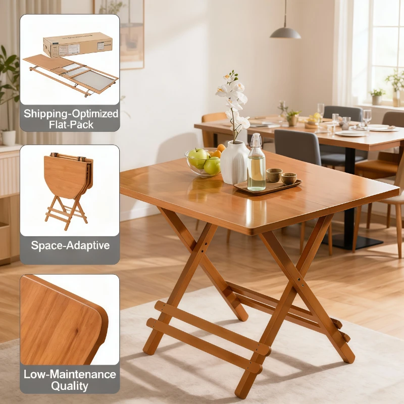 Modern Extendable Folding Dining Table Space Saving Compact Apartment Round Rectangular Wooden Dining Table Chairs Furniture