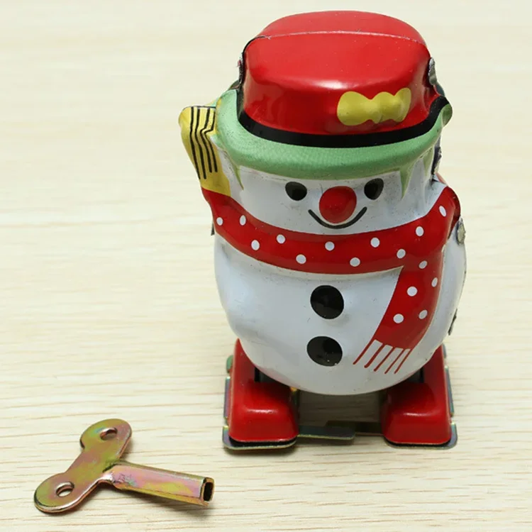 Metal retro Wind up Toy para Adultos, Puxar, O boneco de neve, Brinquedo Mecânico Clockwork, Metal Tin, Engraçado